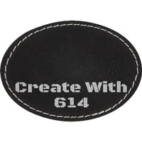 Laserable Leatherette Patch 3.5"x2.5" Oval Black Silver | Create With 614