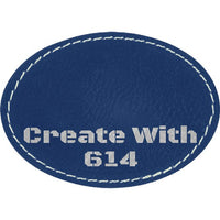 Laserable Leatherette Patch 3.5"x2.5" Oval Blue Silver | Create With 614
