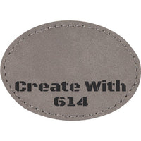 Laserable Leatherette Patch 3.5"x2.5" Oval Gray Black | Create With 614