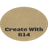 Laserable Leatherette 3.5" x 2.5" Oval Patch with Adhesive