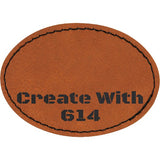 Laserable Leatherette Patch 3.5"x2.5" Oval Rawhide Black | Create With 614