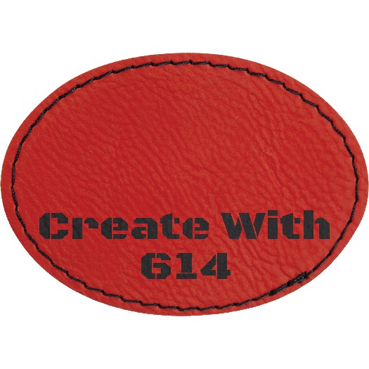 Laserable Leatherette Patch 3.5"x2.5" Oval Red Black | Create With 614