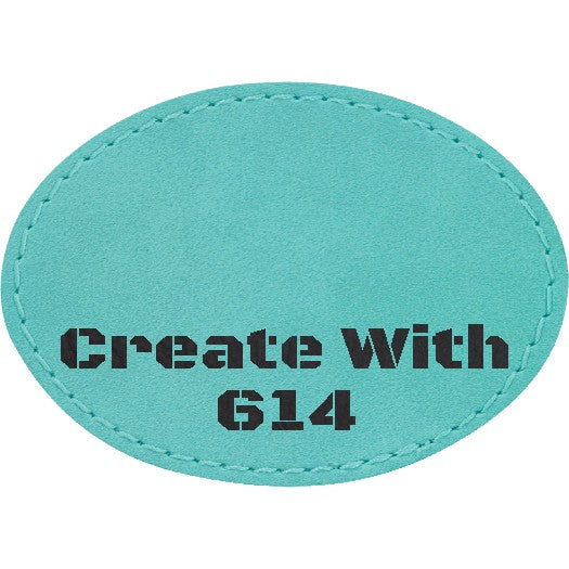 Laserable Leatherette Patch 3.5"x2.5" Oval Teal Black | Create With 614