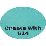Laserable Leatherette Patch 3.5"x2.5" Oval Teal Black | Create With 614