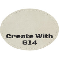 Laserable Leatherette Patch 3.5"x2.5" Oval White Black | Create With 614