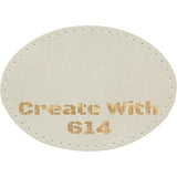 Laserable Leatherette Patch 3.5"x2.5" Oval White Gold | Create With 614