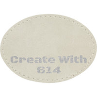 Laserable Leatherette Patch 3.5"x2.5" Oval White Silver | Create With 614