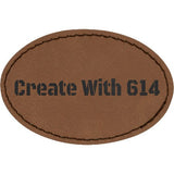 Laserable Leatherette Patch 3"x2" Oval Dark Brown Black | Create With 614