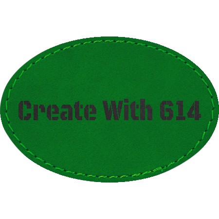 Laserable Leatherette 3"x2" Oval Patch Green Black | Create With 614