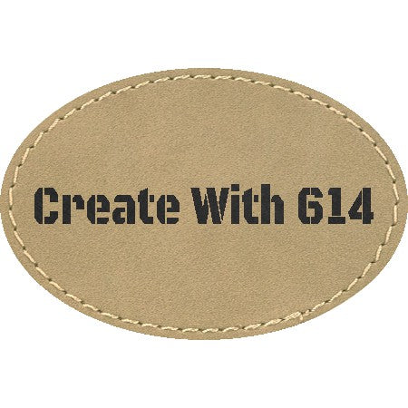 Laserable Leatherette 3" x 2" Oval Patch with Adhesive
