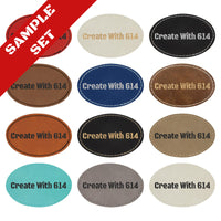 Laserable Leatherette 3" x 2" Oval Patch with Adhesive Sample Set | Create With 614