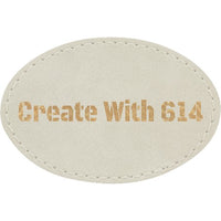 Laserable Leatherette 3"x2" Oval Patch White Gold | Create With 614