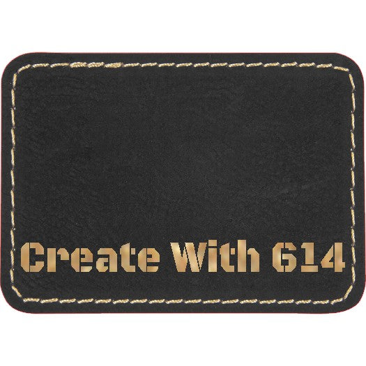 Laserable Leatherette Patch Rectangle 3.5"x2.5" Black Gold | Create With 614
