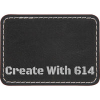 Laserable Leatherette Patch Rectangle 3.5"x2.5" Black Silver | Create With 614