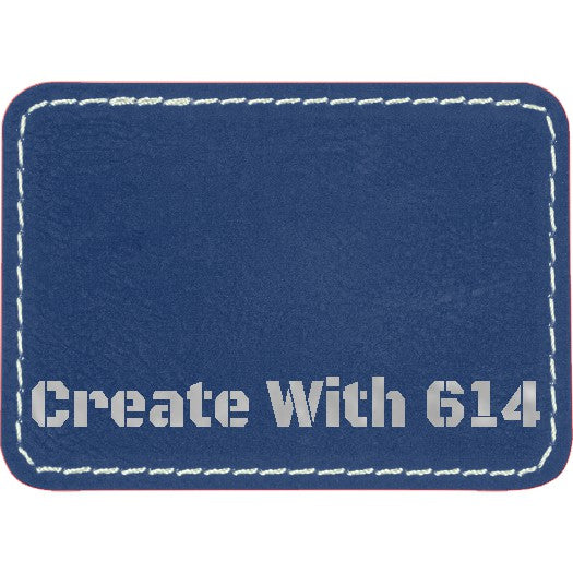 Laserable Leatherette Patch Rectangle 3.5"x2.5" Blue Silver | Create With 614