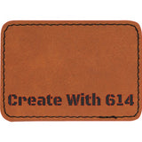 Laserable Leatherette Patch Rectangle 3.5"x2.5" Rawhide Black | Create With 614