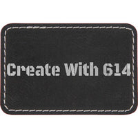 Laserable Leatherette Rectangle Patch 3"x2" Black Silver | Create With 614