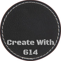 Laserable Leatherette Round Patch 3" Black Silver | Create With 614