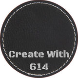 Laserable Leatherette Round Patch 3" Black Silver | Create With 614