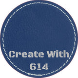 Laserable Leatherette Round Patch 3" Blue Silver | Create With 614