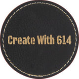 Laserable Leatherette Round Patch 2.5" Black Gold | Create With 614