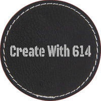 Laserable Leatherette Round Patch 2.5" Black Silver | Create With 614