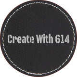 Laserable Leatherette Round Patch 2.5" Black Silver | Create With 614