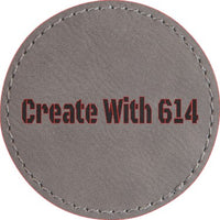 Laserable Leatherette Round Patch 2.5" Gray Black | Create With 614