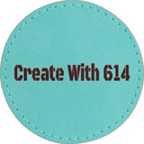Laserable Leatherette Round Patch 2.5" Teal Black | Create With 614
