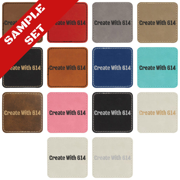 Laserable Leatherette 3" Square Patch with Adhesive Sample Set | Create With 614