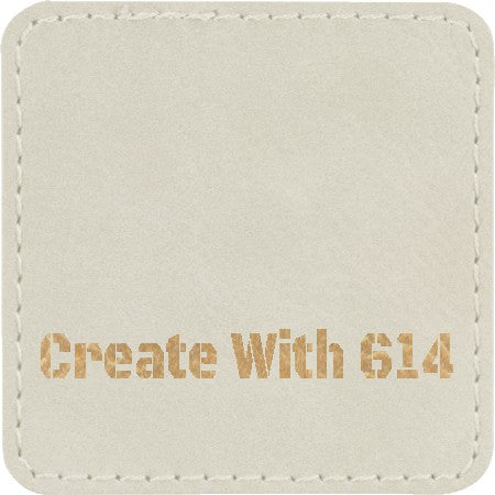 Laserable Leatherette Patch 3" Square White Gold | Create With 614