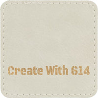 Laserable Leatherette Patch 3" Square White Gold | Create With 614