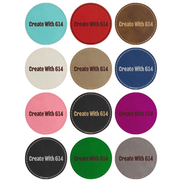 Laserable Leatherette Patch Round 2.5" with Adhesive
