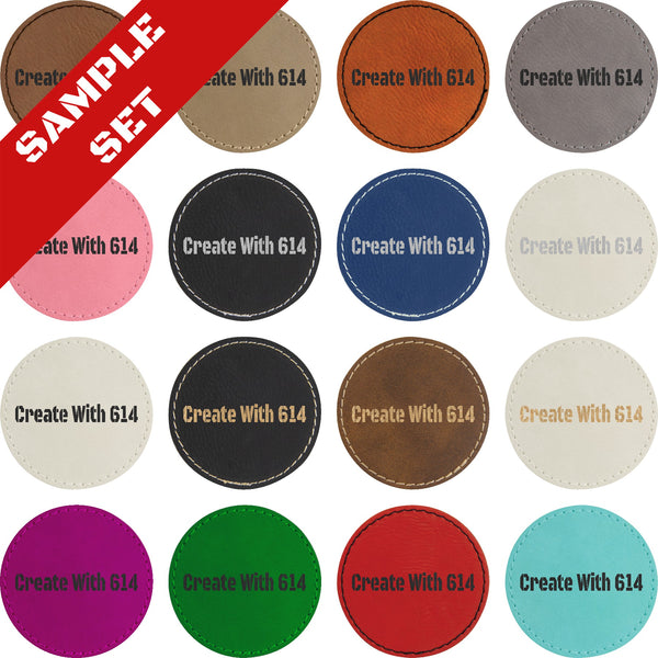 Laserable Leatherette 3" Round Patch with Adhesive Sample Set | Create With 614