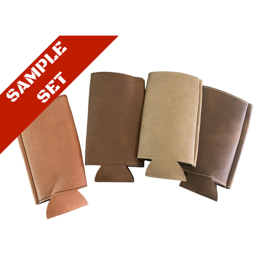 Slim Laserable Leatherette Beverage Holder Sample Set - Perfect for laser engraving and crafting