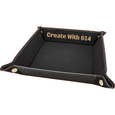 Laserable Leatherette Snap Up Tray 6"x6" Black Gold | Create With 614