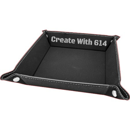 Laserable Leatherette Snap Up Tray 6"x6" Black Silver | Create With 614