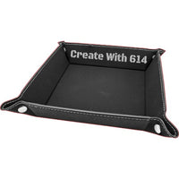 Laserable Leatherette Snap Up Tray 6"x6" Black Silver | Create With 614