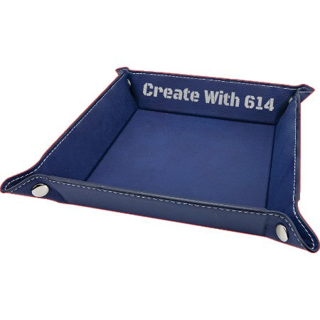 Laserable Leatherette Snap Up Tray 6"x6" Blue Silver | Create With 614