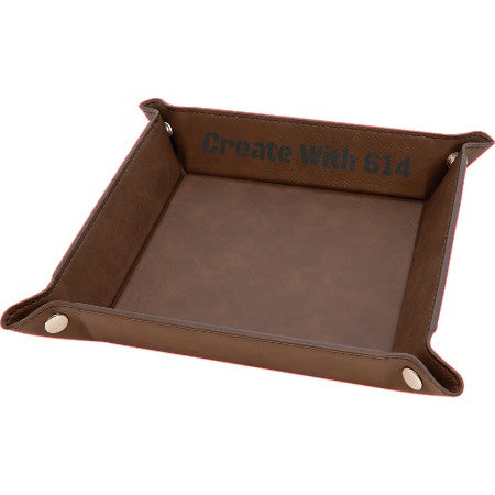 Laserable Leatherette Snap Up Tray 6"x6" Dark Brown Black | Create With 614