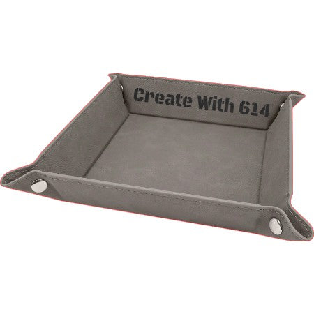 Laserable Leatherette Snap Up Tray 6"x6" Gray Black | Create With 614