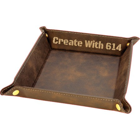 Laserable Leatherette Snap Up Tray 6"x6" Rustic Gold | Create Wth 614