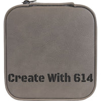 Laserable Leatherette Travel Jewelry Box Gray Black | Create With 614