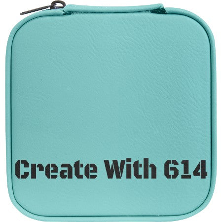 Laserable Leatherette Travel Jewelry Box Teal Black | Create With 614