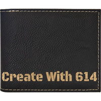 Laserable Leatherette Bi-Fold Wallet w/Flip ID Black Gold | Create With 614