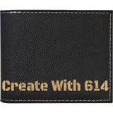 Laserable Leatherette Bi-Fold Wallet w/Flip ID Black Gold | Create With 614