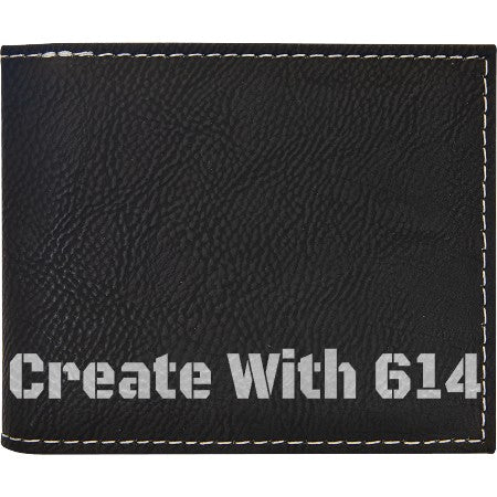 Laserable Leatherette Bi-Fold Wallet w/Flip ID Black Silver | Create With 614