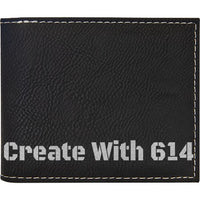 Laserable Leatherette Bi-Fold Wallet w/Flip ID Black Silver | Create With 614