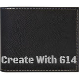 Laserable Leatherette Bi-Fold Wallet w/Flip ID Black Silver | Create With 614