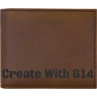 Laserable Leatherette Bi-Fold Wallet w/Flip ID Dark Brown Black | Create With 614